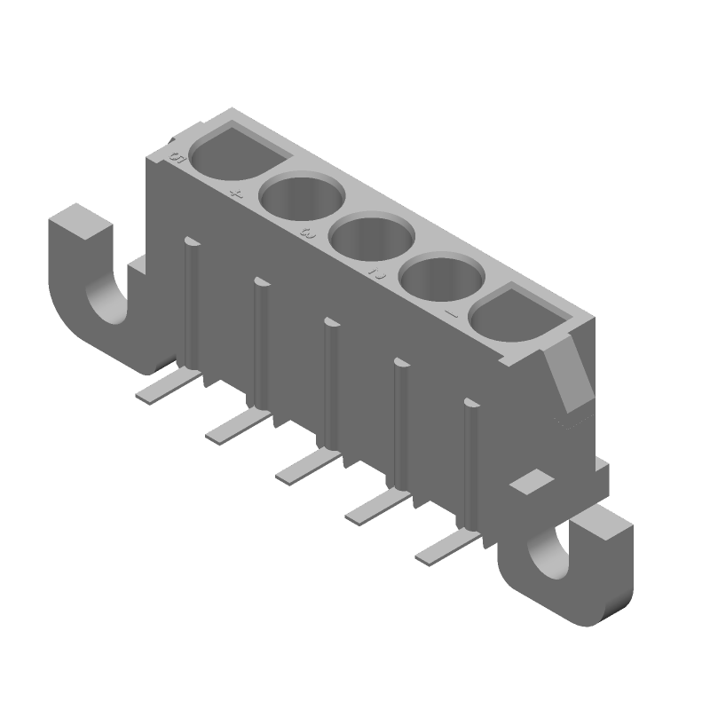 5 Pos 12A RA Power Socket Connector, Tin, 600V, UL94 V-0