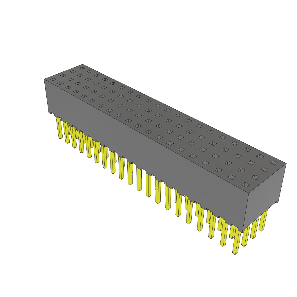 80-Contact Female Through-Hole Header, 2mm Pitch, Gold Plating