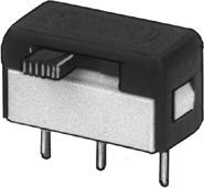 Slide Switch, 2 Positions, DPDT, On-on, Latched, 1A, 30VDC, 6 PCB Hole Cnt, Solder Terminal, Through Hole-right Angle
