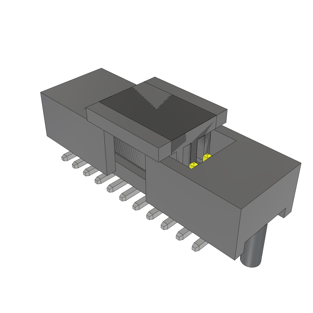 14-Contact 2-Row 1mm Pitch Male Connector, Gold Plated, Solder Termination