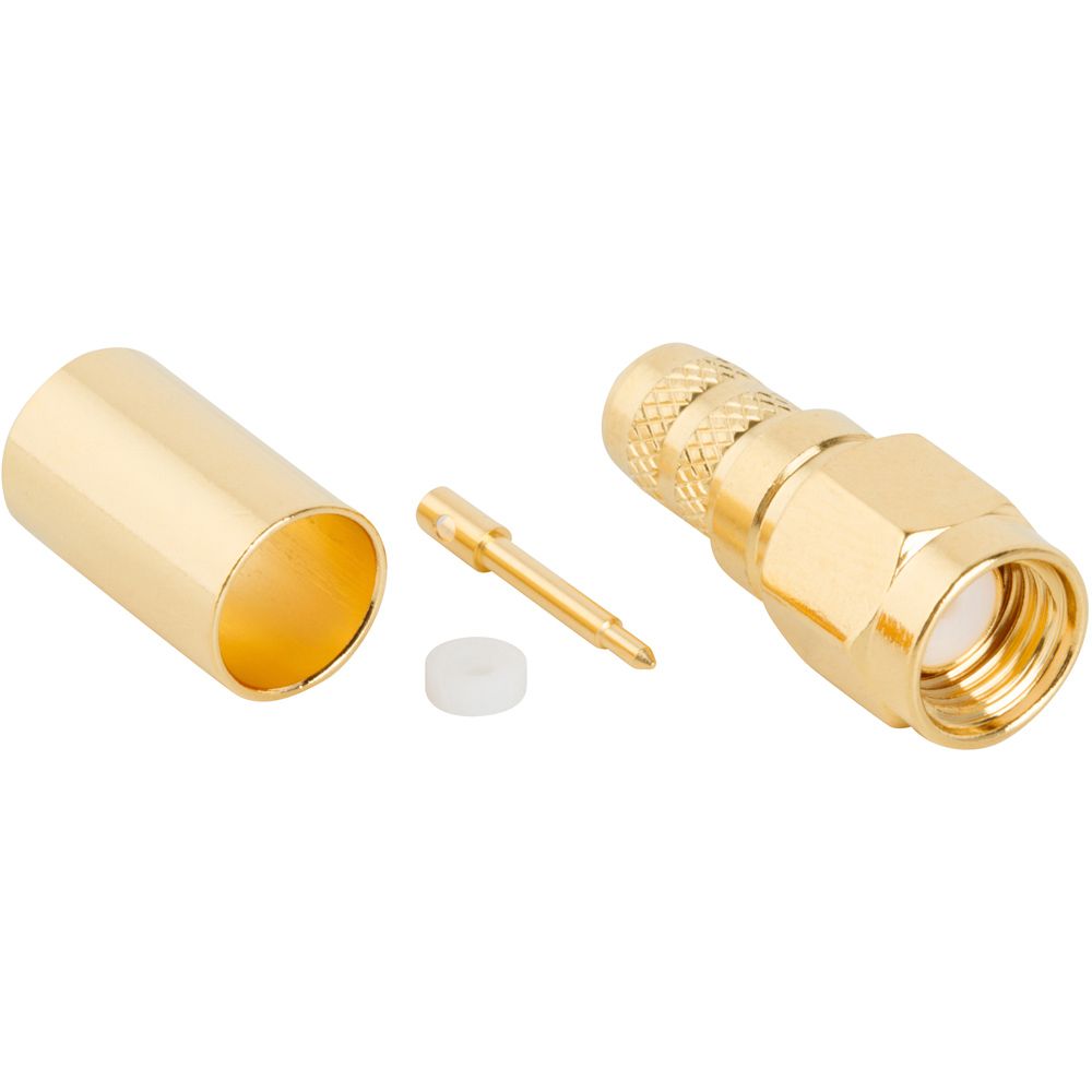 RF SMA Connector, Male, 12.4GHz, 50R, Gold Plated Brass
