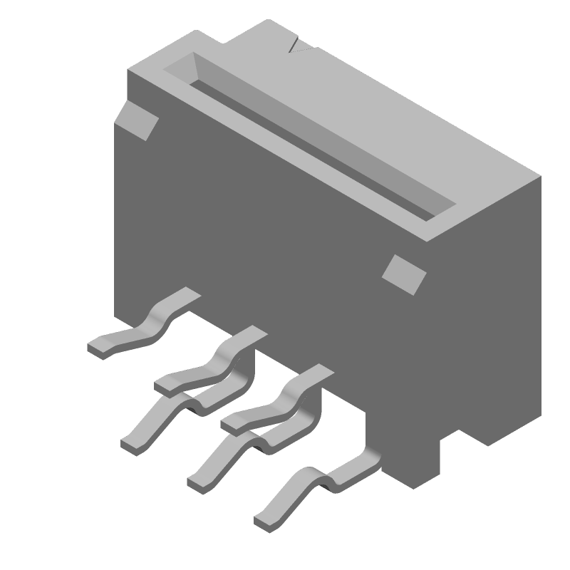 FPC Connector, 6 Pos, 1.25mm Pitch, Right Angle, Thru-Hole