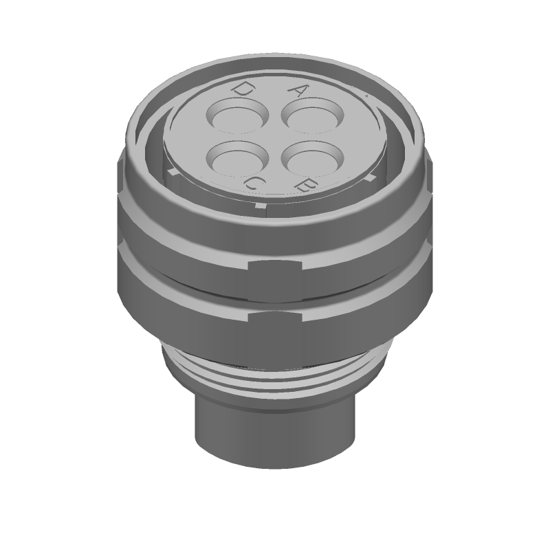 4 Pos Circular Connector, Crimp, Male, Straight, Panel Mount, Aluminum, Nickel
