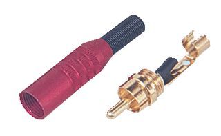DELTRON COMPONENTS         346-0100             RCA (Phono) Audio / Video Connector, 2 Contacts, Plug, Gold Plated Contacts, Metal Body, Black