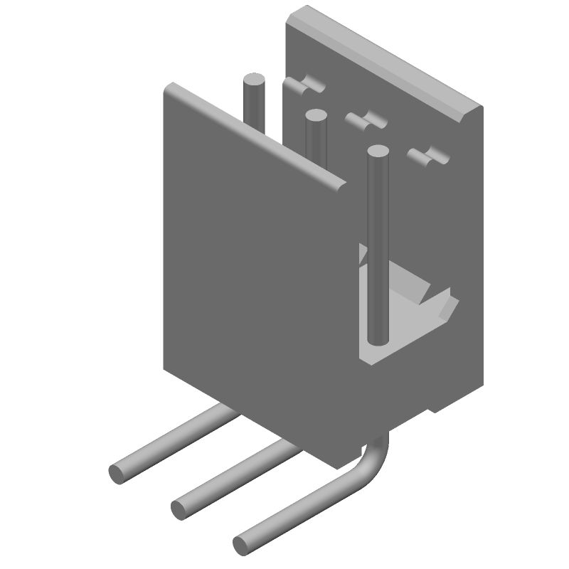 3 Pos 2.54mm RA Shrouded Header, Male, Gold, 3A, 250V