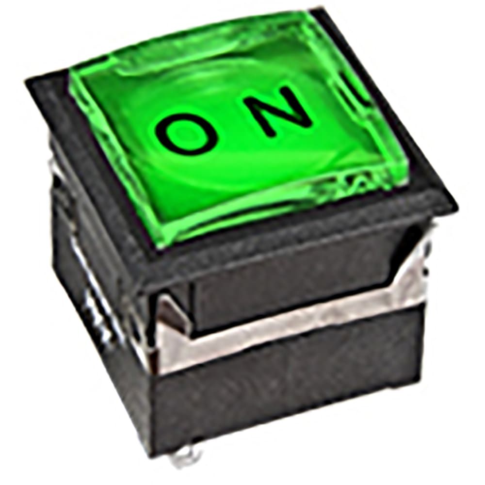 Switch Push Button ON ON DPDT Square Button 5A 250VAC 30VDC Alternate Contact Thru-Hole PC Pins