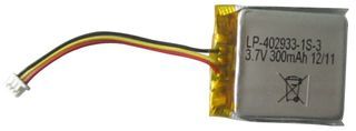 BAK - LP-402933-IS-3 - BATTERY, LITHIUM POL, 3.7V, 300 MAH
