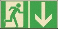 Aluminium Fire Exit Down Non-Illuminated Emergency Exit Sign, 300 x 150mm