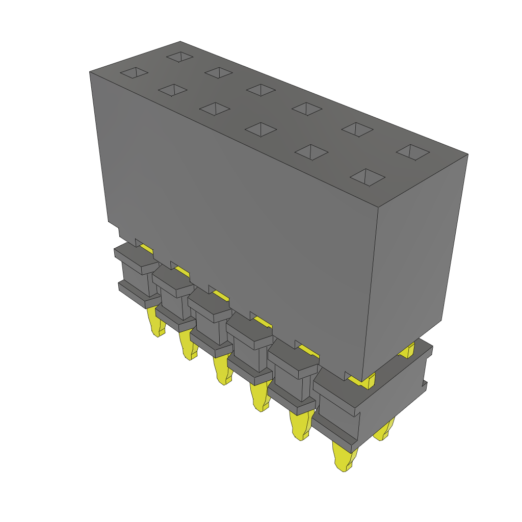Conn Socket Strip SKT 12 POS 2mm Press Fit ST Thru-Hole