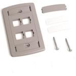 LE TYPE FLUSH MOUNTED FACEPLATE, FOUR PORT GRAY