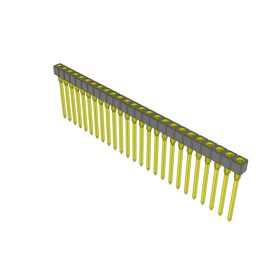 25-Contact Shrouded Header, Through Hole Mount, Gold Plated Brass Contacts