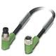 Sensor/actuator cable, 3-position, PUR halogen-free, black-gray RAL 7021, Plug angled M8, on Socket angledM8, cable length 0.6 m