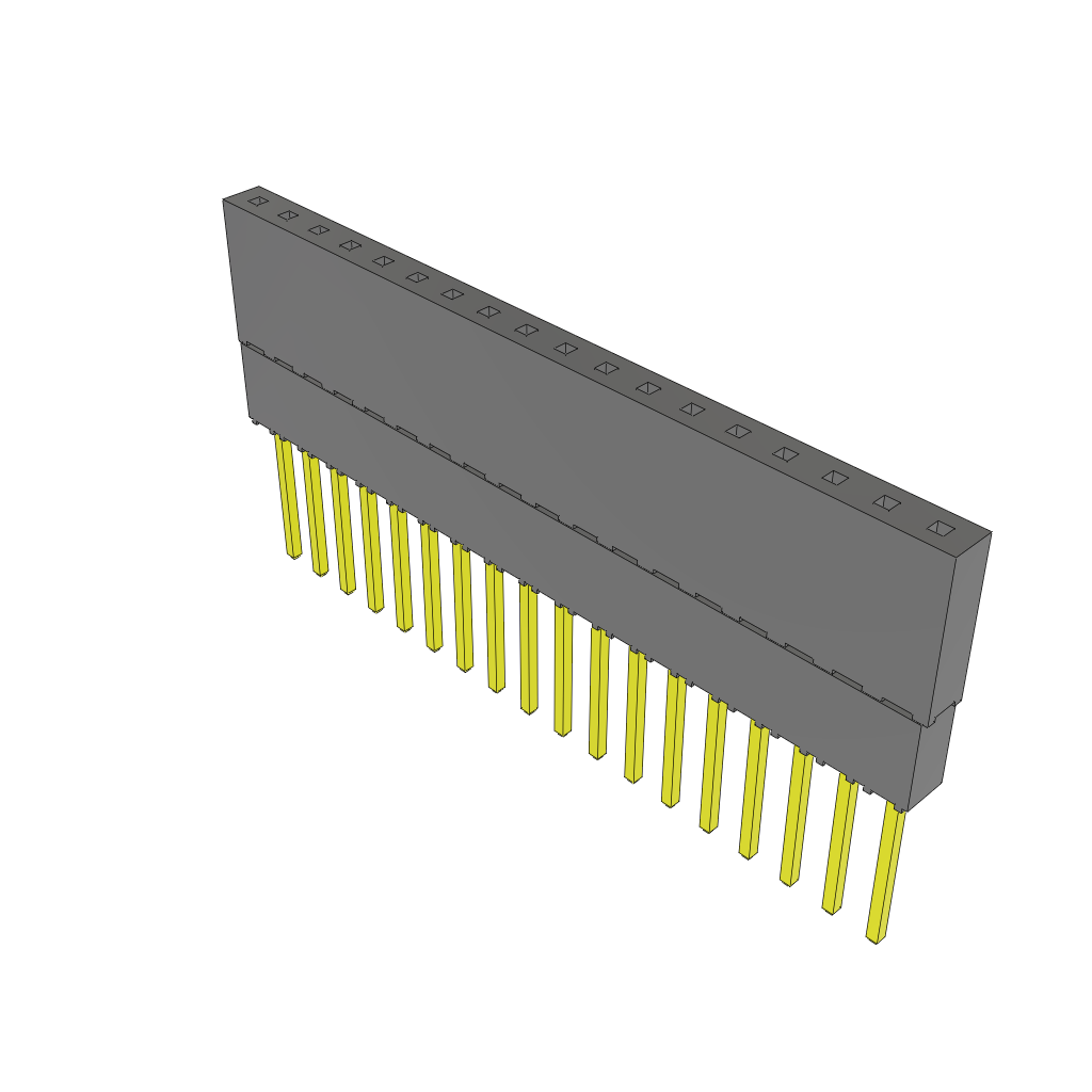 18-Contact Female Shrouded Header, 5.7A, Through Hole, -55 to 125°C