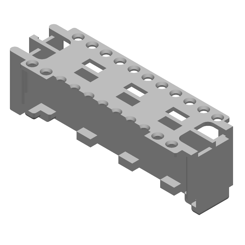 22 Pos 2 Row Straight Connector Holder, PA66, 4A, 125V