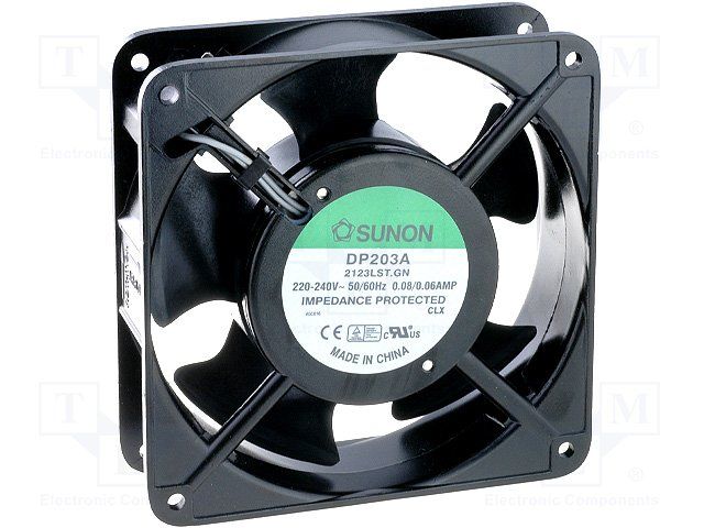 Fan;  AC;  220-240V;  120x120x38mm;  Sq;  70/63CFM;  11/10W;  36/32dBA;  Terminals