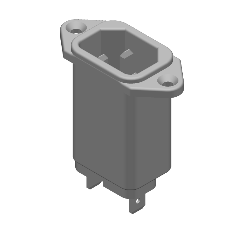 3-Position Power Connector, 1A, 250V AC, Panel Mount, 50/60Hz