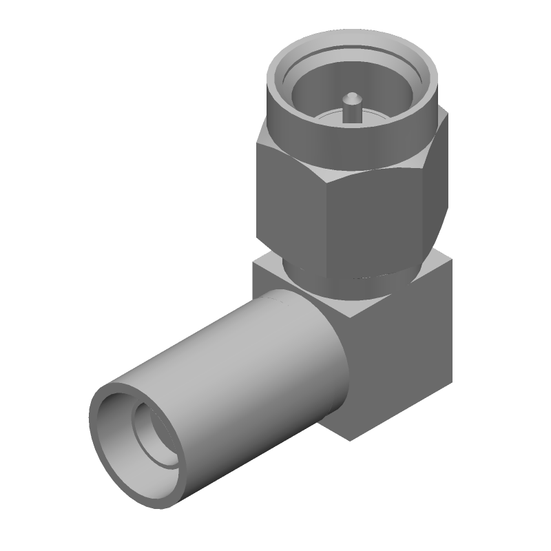 SMA RF Connector, Male, Right Angle, 12.4GHz, 50 Ohm, Solder