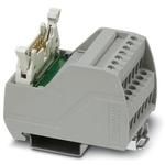 VARIOFACE module, with screw connection and flat-ribbon cable connector, for mounting on NS 35 rails, with pin strip and short and long locking latches for socket strips, 14-pos.