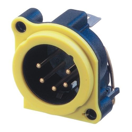 5-Pole XLR Panel Plug, Male, Solder, 50V, 3A, Gold Plated