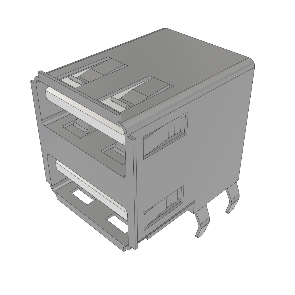 USB TYPE A WHITE DBL PCB
