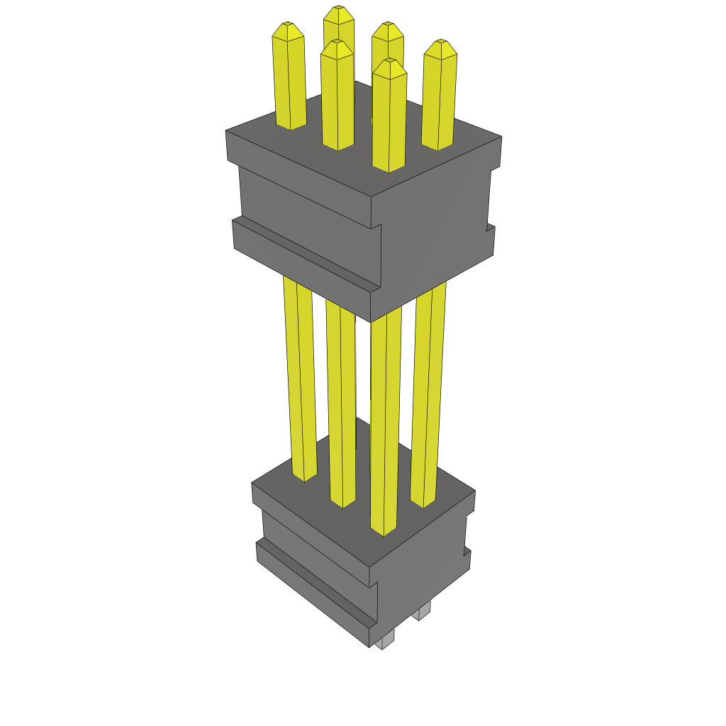 6-Contact 2-Row Male Through-Hole Connector, 1.27mm Pitch, Gold Plating