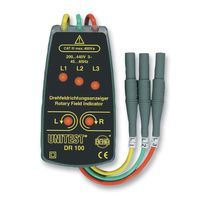 ANALYSER, PHASE-FIELD, UNITEST DR100; Test Frequency Range:45Hz to 65Hz; Voltage Measuring Range AC:200V to 440V; Operating Temperature Min:-; Operating Temperature Max:-; External Height:110mm; External Width:58mm; External Depth:24mm; Weight:150g; Product Range:-; Bandwidth:65Hz; Insulation Tester Type:Pocket Megohmmeter; Safety Category:400V CATIII, EN61010-1, EN61557, IEC61557, VDE0411, VDE0413; Voltage Rating V AC:440V