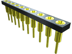 12-Contact Female Through-Hole Header, 2.54mm Pitch, Gold Plating, RoHS Compliant