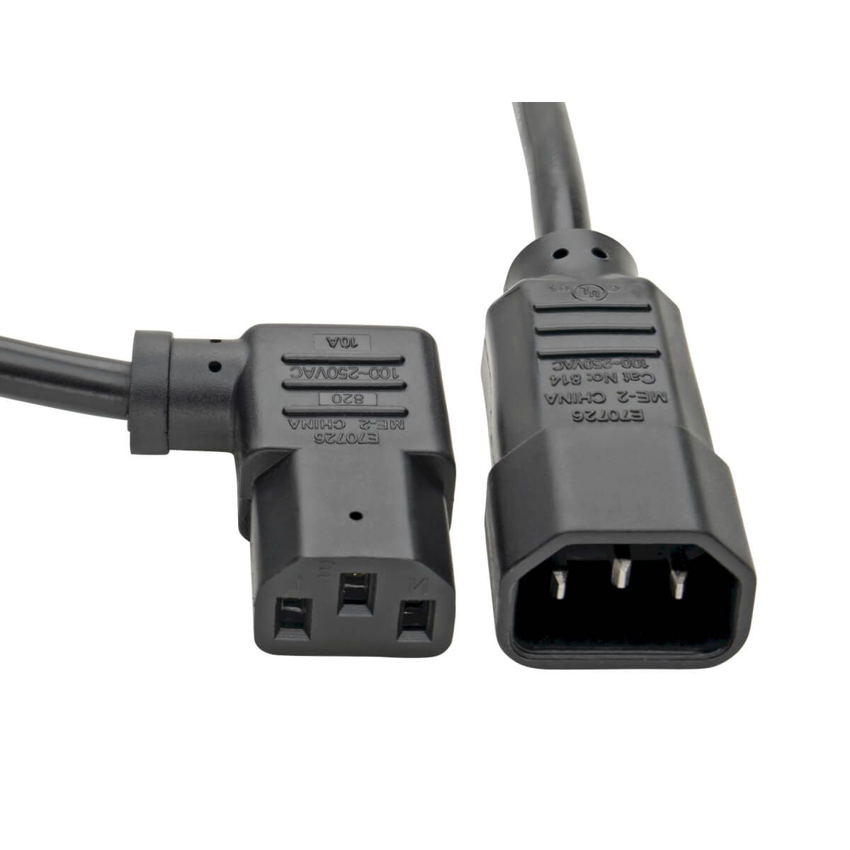 10A 250V 18AWG 3C IEC C14/C13 RA Power Cord 2ft