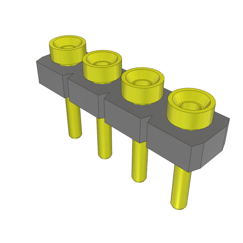 4-Contact Through-Hole Connector, Gold Plating, 2.54mm Pitch