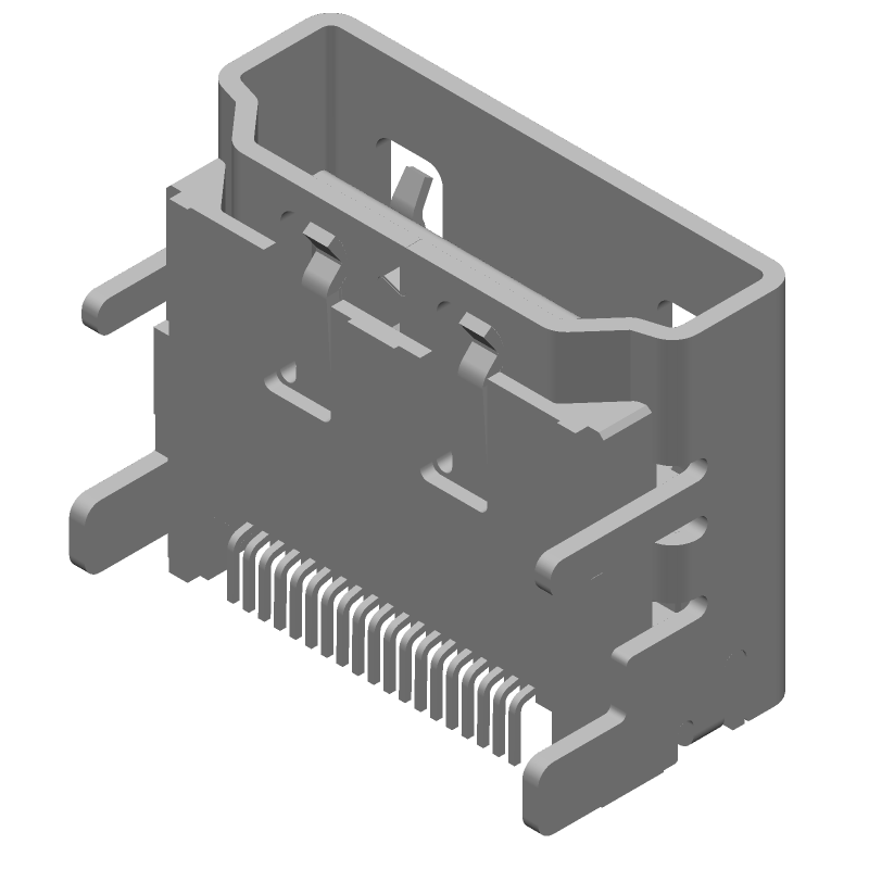 19 Pos Receptacle, Right Angle, SMT, 40V, Gold Contact