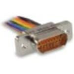 D Type Connector, 15 Contact(s), Male, 0.05 inch Pitch, Wire Terminal, #2-56, Plug,