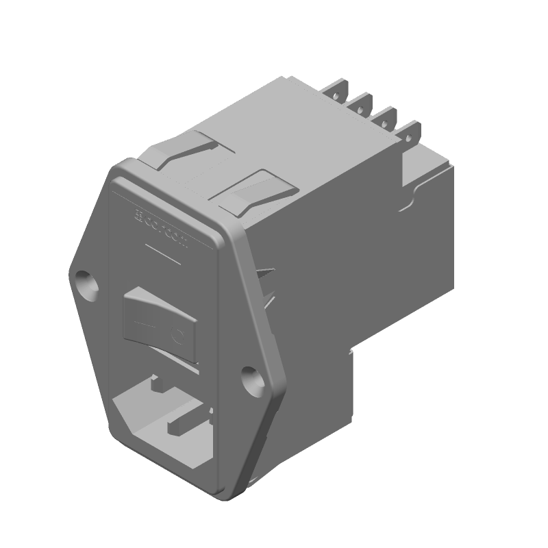 3A Filtered Power Entry Module, 250V, 40°C, ELV Compliant, 3-Pin Snap-In