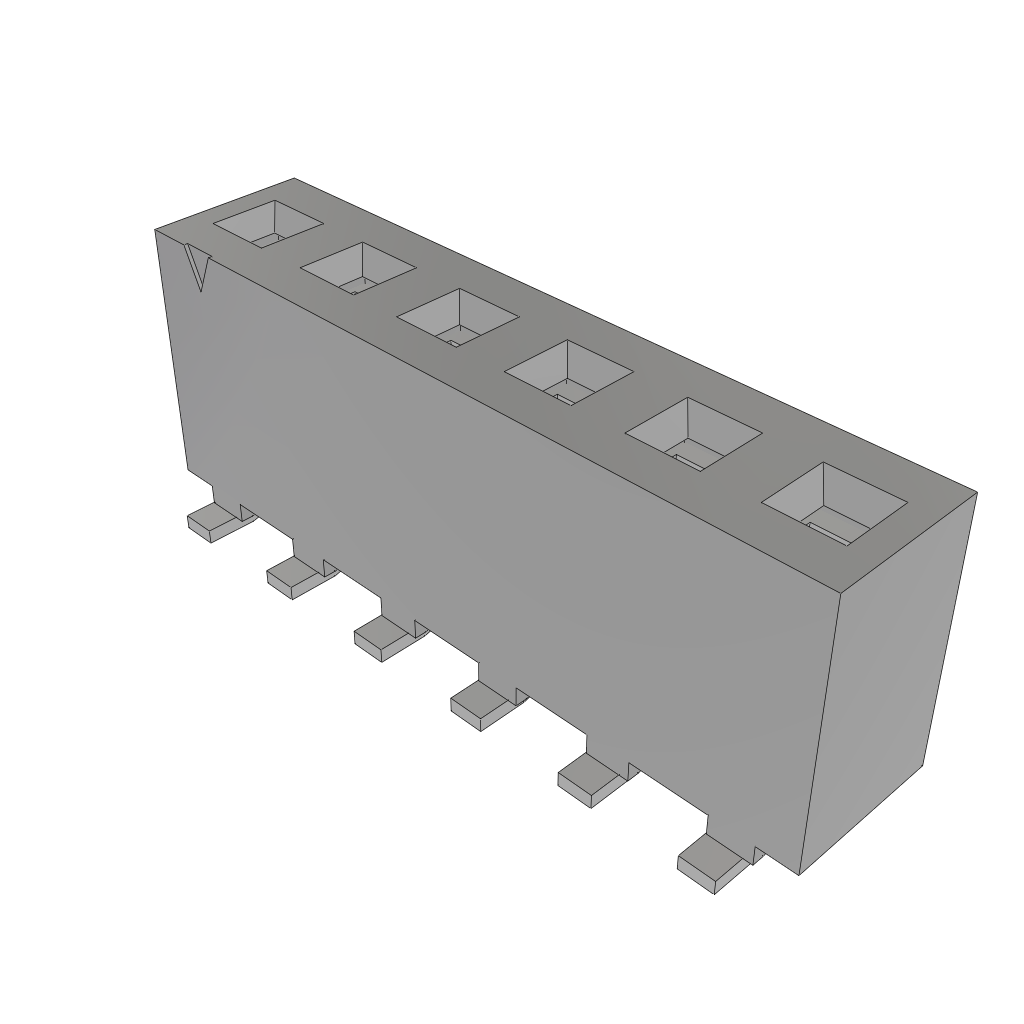 Rectangular Power Connector, 6 Contact(s), Female, Surface Mount Terminal,