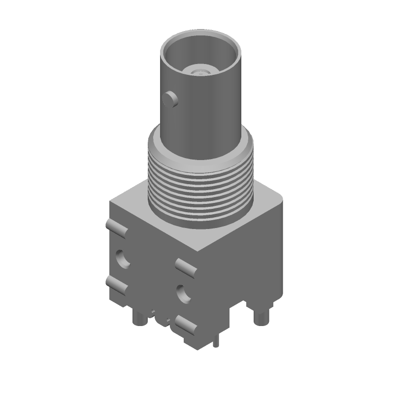 Female BNC PCB Connector, 4GHz, 50 Ohm, Straight, Vertical Mount