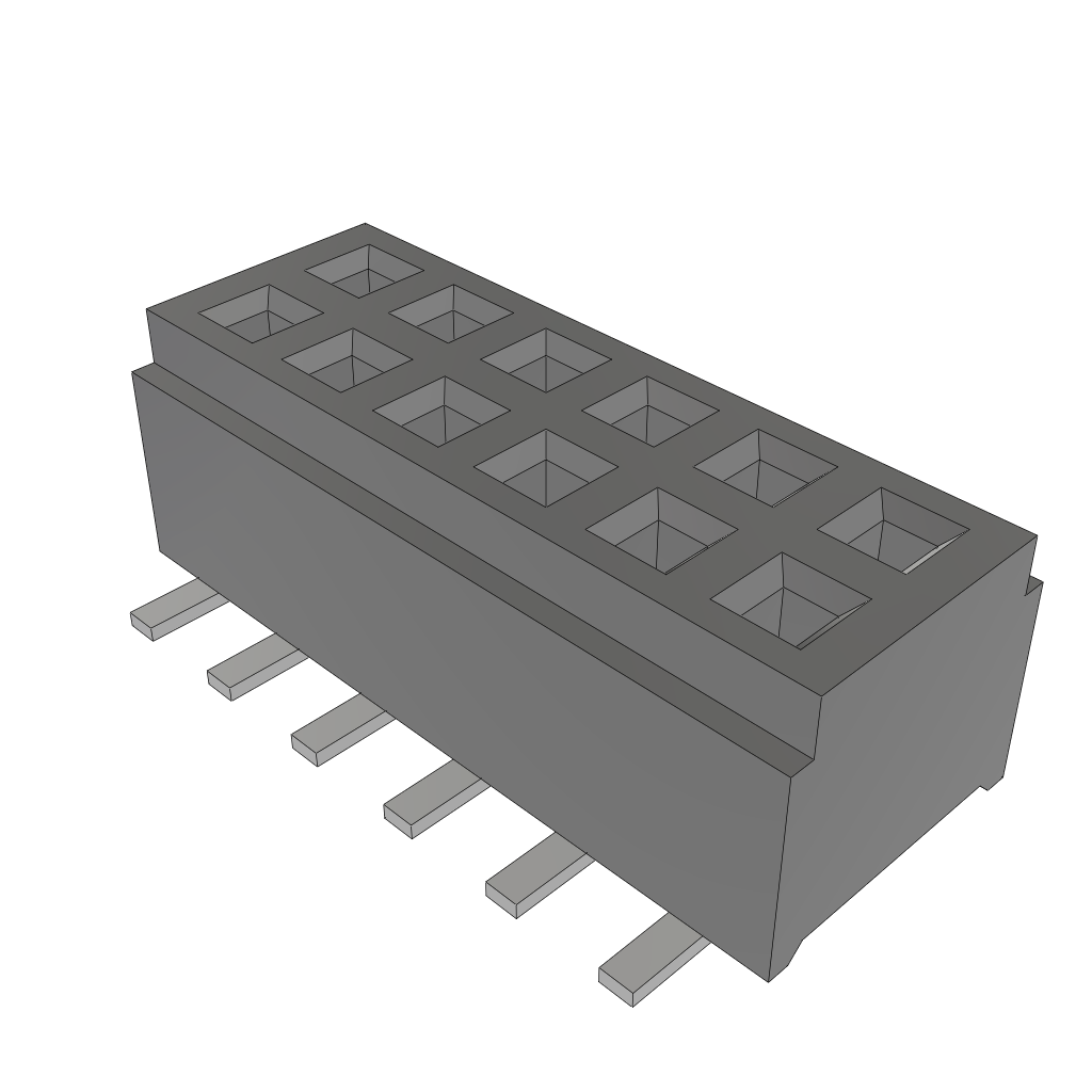 12-Position 2-Row Shrouded Header, 1mm Pitch, 125°C, Lead Free