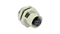 M12 Female Receptacle, 4 Pos, Solder, IP67, 5A, 250V