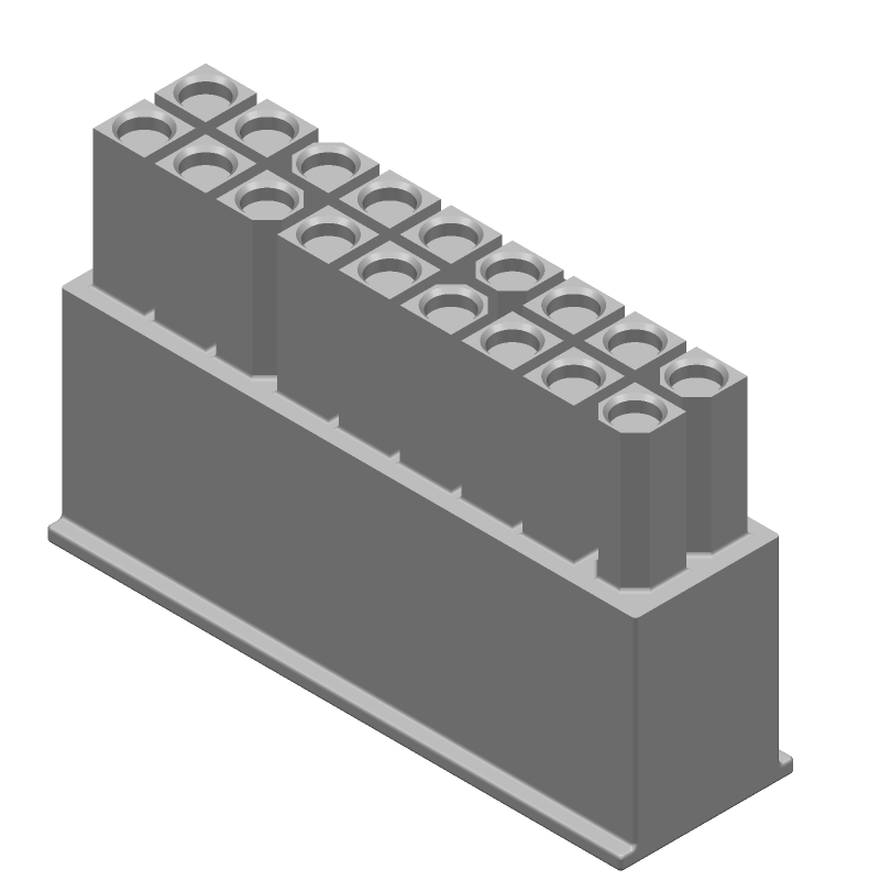 18 Pos 9.5A 600V Wire-to-Wire Plug Housing, White Nylon