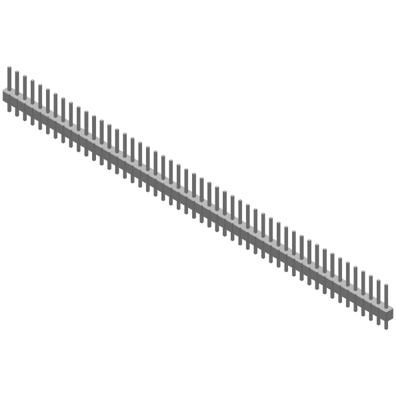 50 Pos 2.54mm Pitch Male Pin Header, Gold, 3A, 475V, Straight