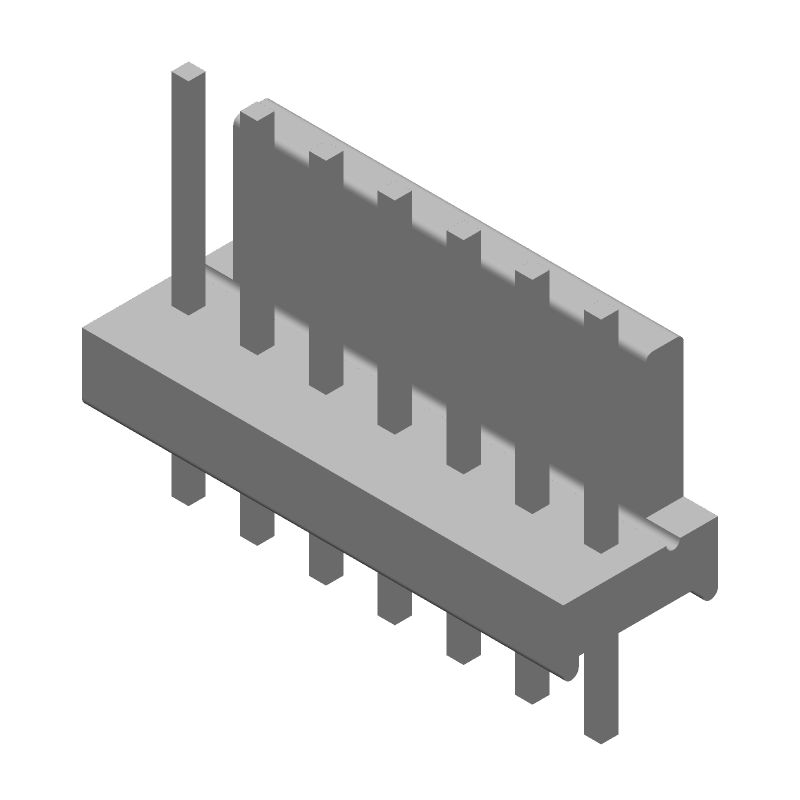 7 Pos 2.54mm Pitch Wire-to-Board Header, 5A, Gold Contact, Thru-Hole