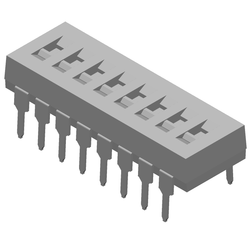 8-Pos SPST Slide DIP Switch, 0.1A 24VDC, Thru-Hole, 2.54mm Pitch