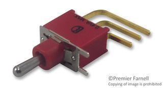 MULTICOMP         1AS4T2B4M7RE            Toggle Switch, Non Illuminated, SPDT, (On)-Off-(On), Through Hole, 100 mA