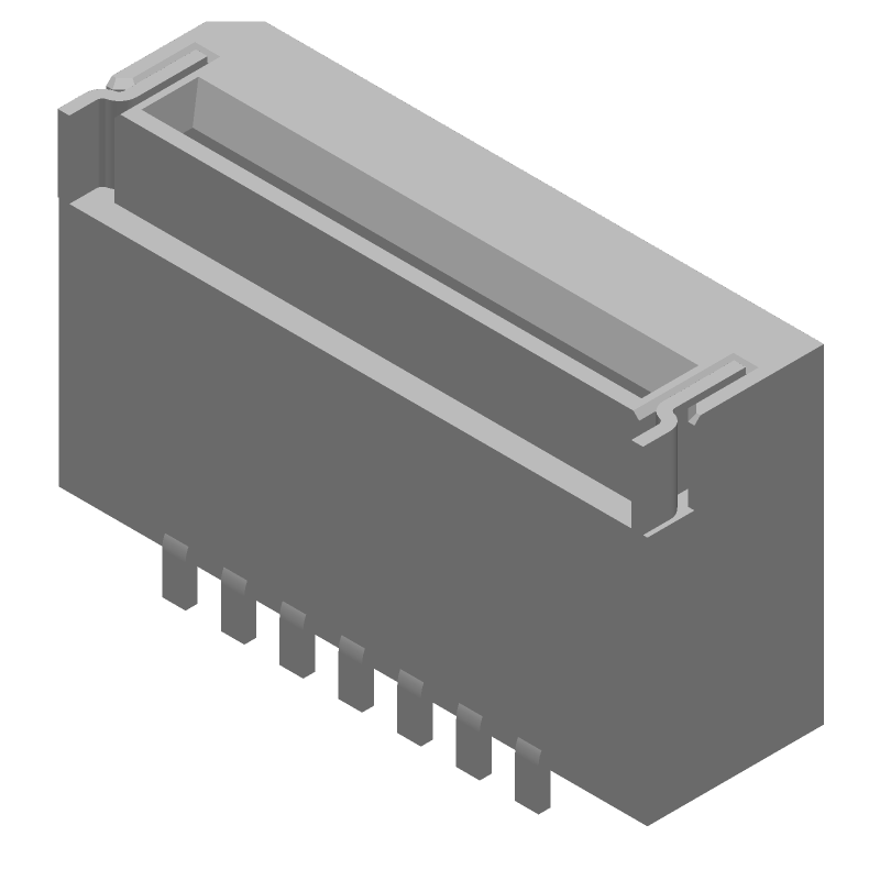 7 Pos FPC Connector, 1mm Pitch, RA SMD, 1A, 125V