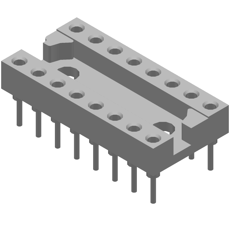 16 Pos DIP Socket, 2.54mm Pitch, Gold Contacts, 3A, Thru-Hole