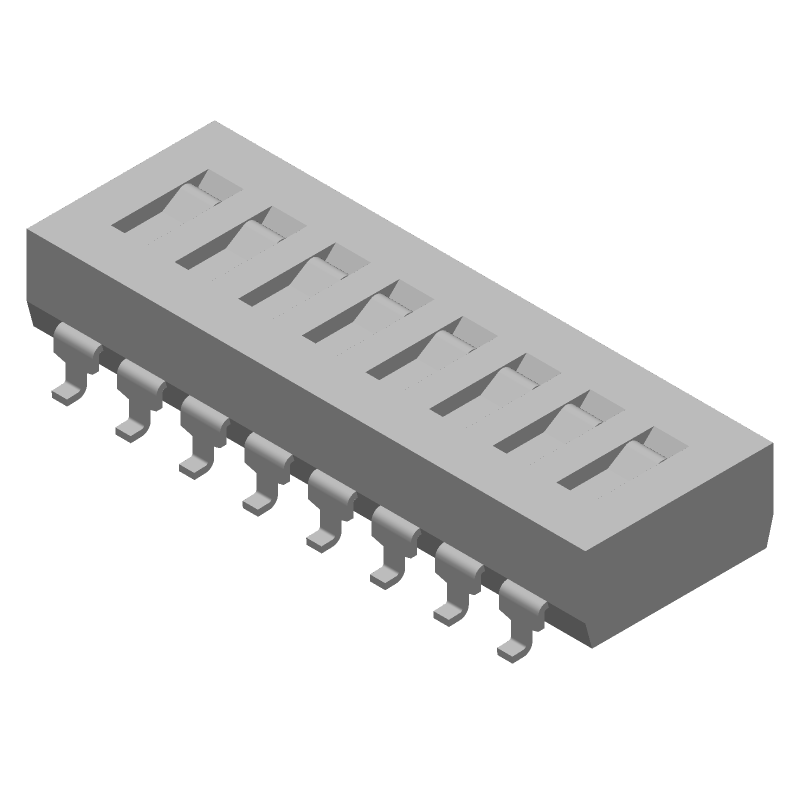 8 Pos SPST Slide DIP Switch, 100mA 24VDC, Gold, SMD, Gull Wing