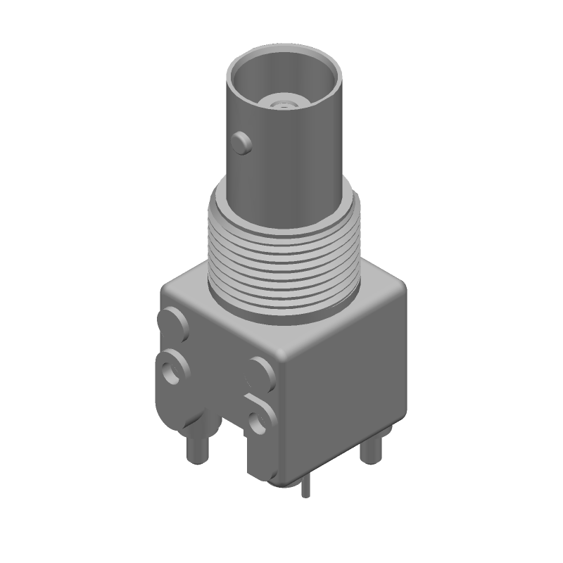 BNC RF Connector, 4GHz, 50R, Male, Vertical PCB Mount, Gold/Nickel