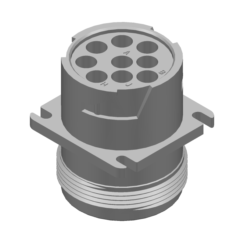 9 Pos Circular Crimp Receptacle, 13A, IP68, -55°C to 125°C