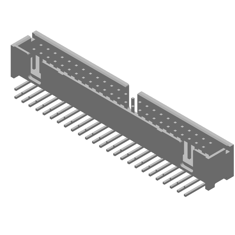 50 Pos RA Header, 1A, Gold, Through Hole, Black