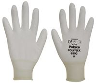BM Polyco White General Purpose Polyurethane-Coated Nylon Reusable Gloves x 6 9 - M