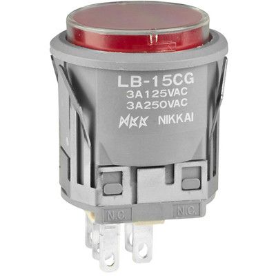 Illuminated Pushbutton Switch, SPDT, 3A 250VAC, Red LED, Momentary