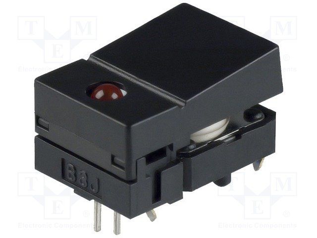 Illuminated Pushbutton Switch, SPST-NO, 50mA, 24VDC, Red LED, Through Hole